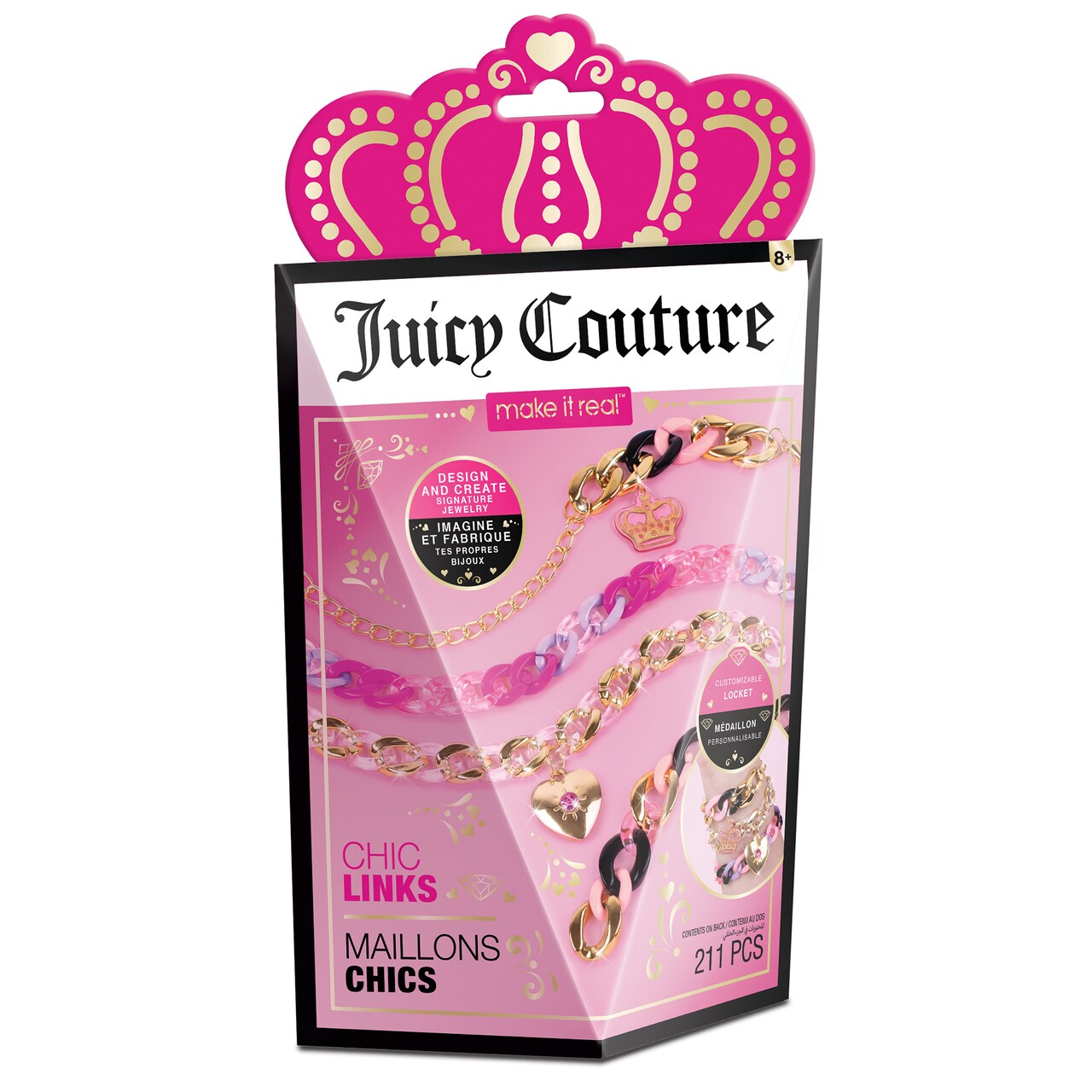 Juicy Couture: Chic Links - 211 pcs, DIY Jewelry Kit, Design & Create Signature Jewelry, Customizable Locket, Make It Real, Tweens, Girls & Kids Ages 8+